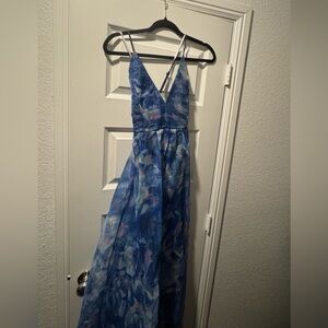 Lulu's Oceanic Blue and White Maxi Dress